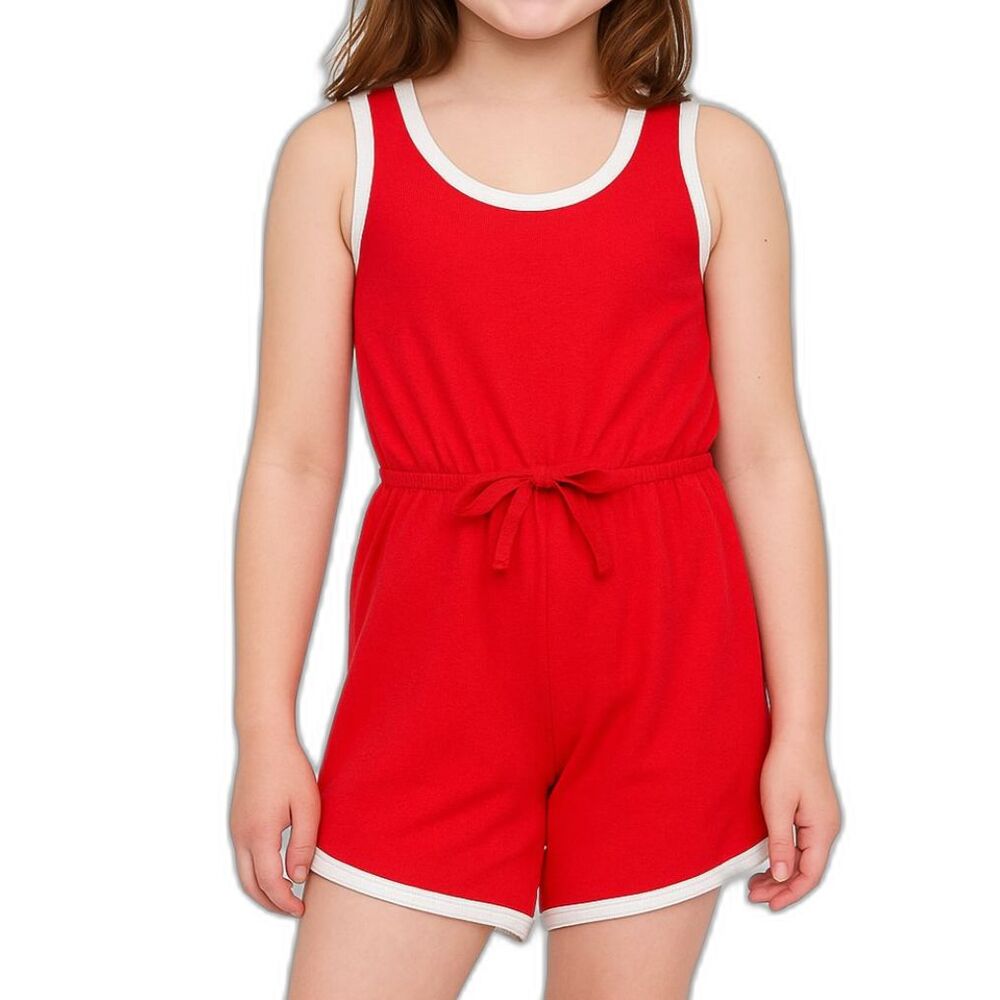 Art Class Girls Terry Cloth Romper in Red | Size Large (10/12)